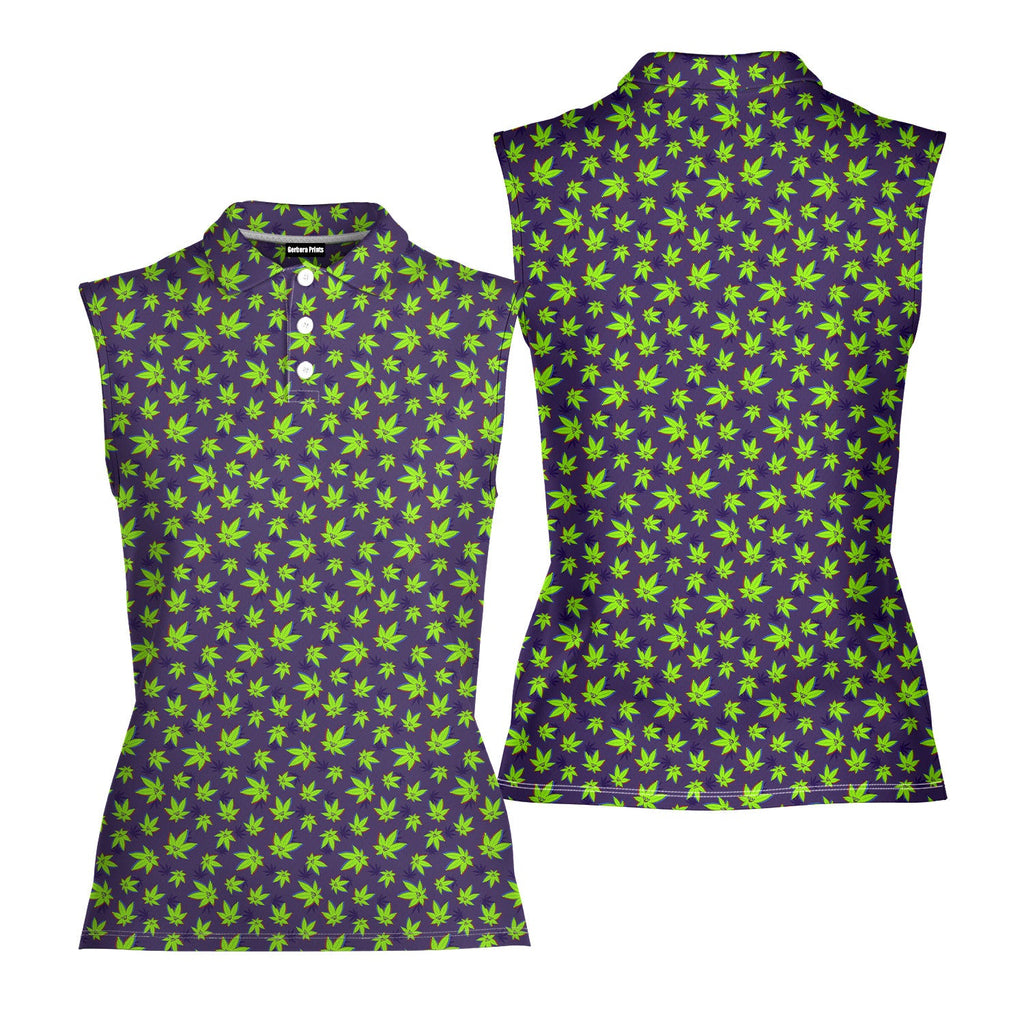 Mary Jane-Women Sleeveless Polo Shirt-Gerbera Prints