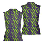 Mary Jane-Women Sleeveless Polo Shirt-Gerbera Prints
