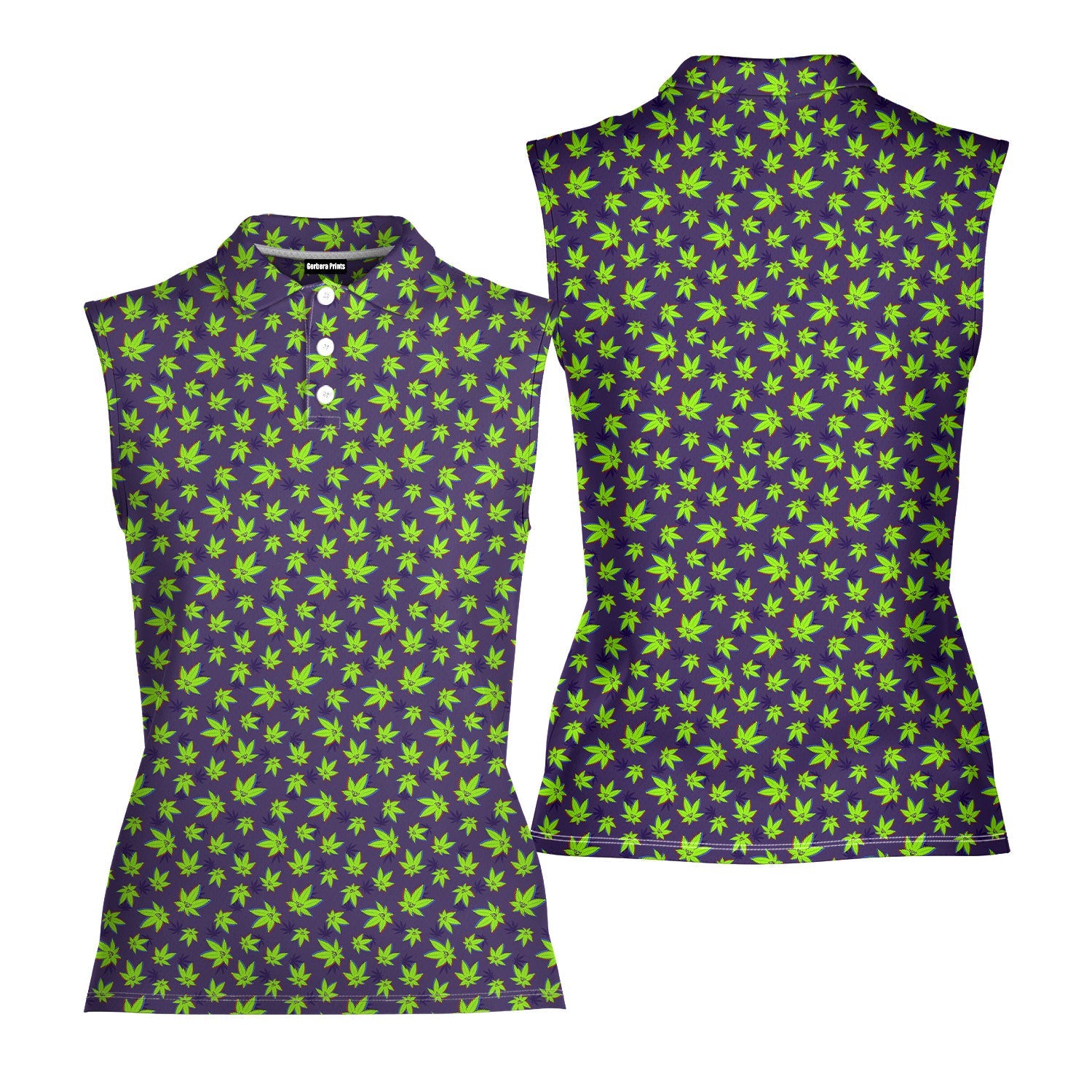 Mary Jane-Women Sleeveless Polo Shirt-Gerbera Prints