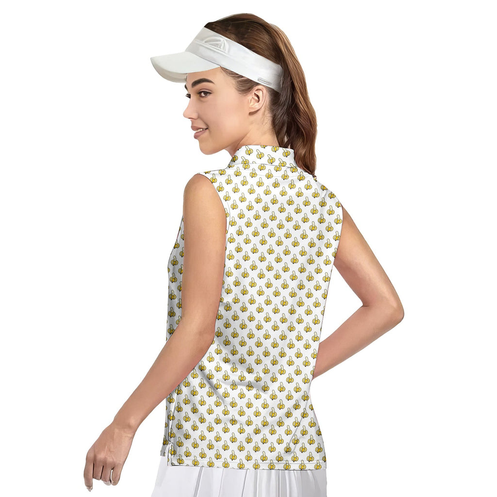 Banana-Women Sleeveless Polo Shirt-Gerbera Prints