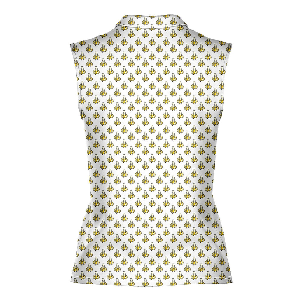 Banana-Women Sleeveless Polo Shirt-Gerbera Prints