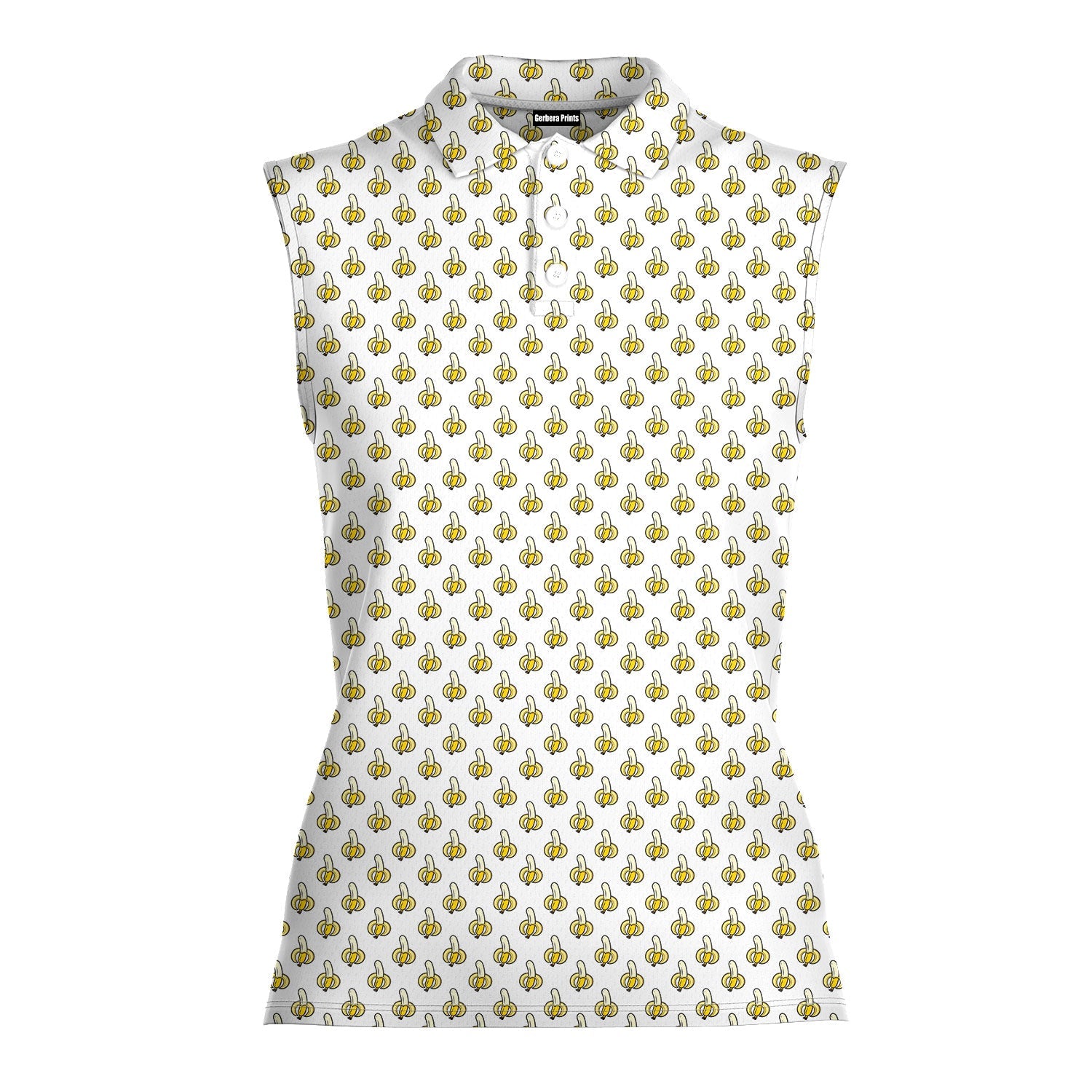 Banana-Women Sleeveless Polo Shirt-Gerbera Prints