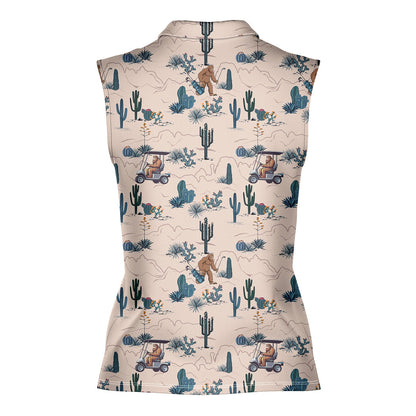 Bigfoot On The Green - Ladies Sleeveless Golf Polo Shirt