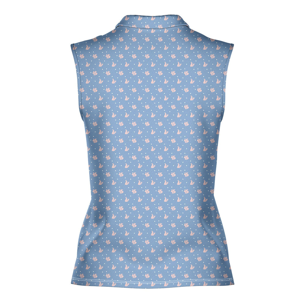 Lovers Rabbits-Women Sleeveless Polo Shirt-Gerbera Prints