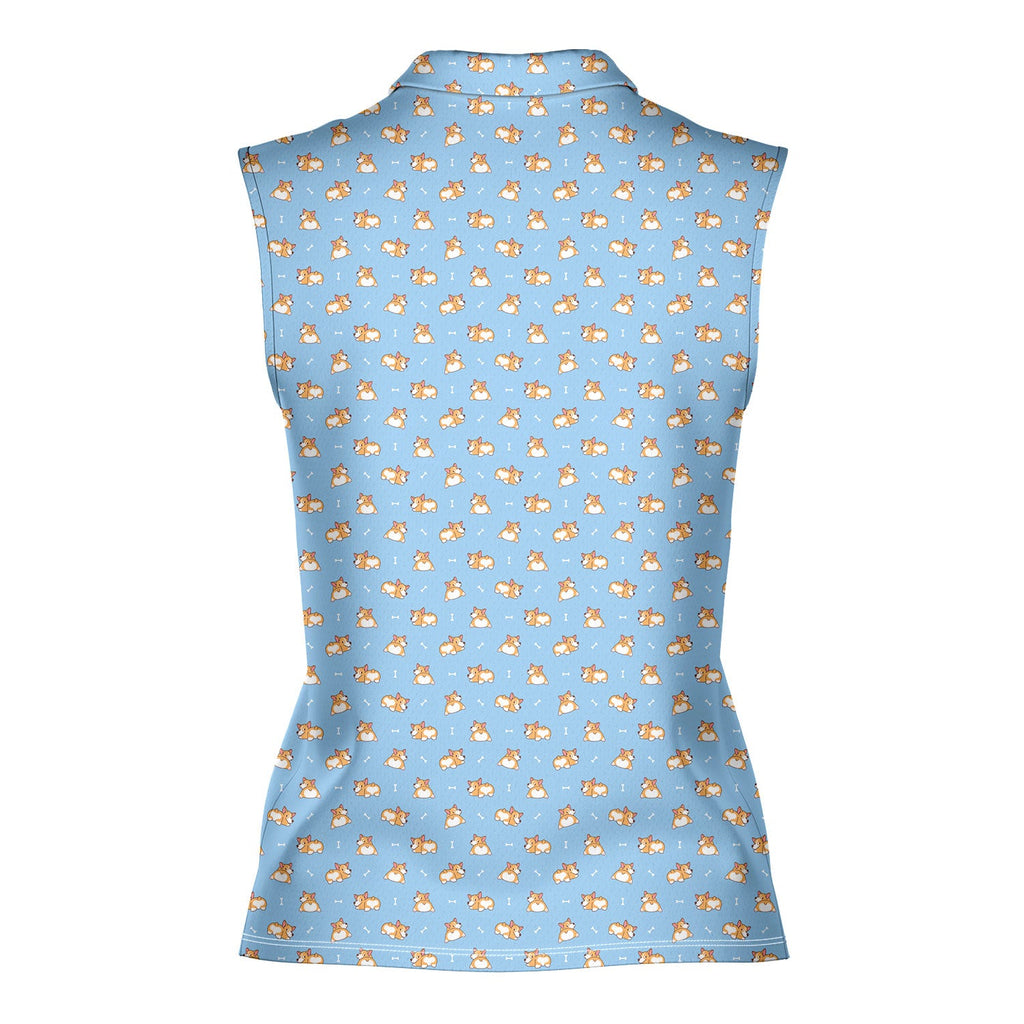 Doggy Style-Women Sleeveless Polo Shirt-Gerbera Prints