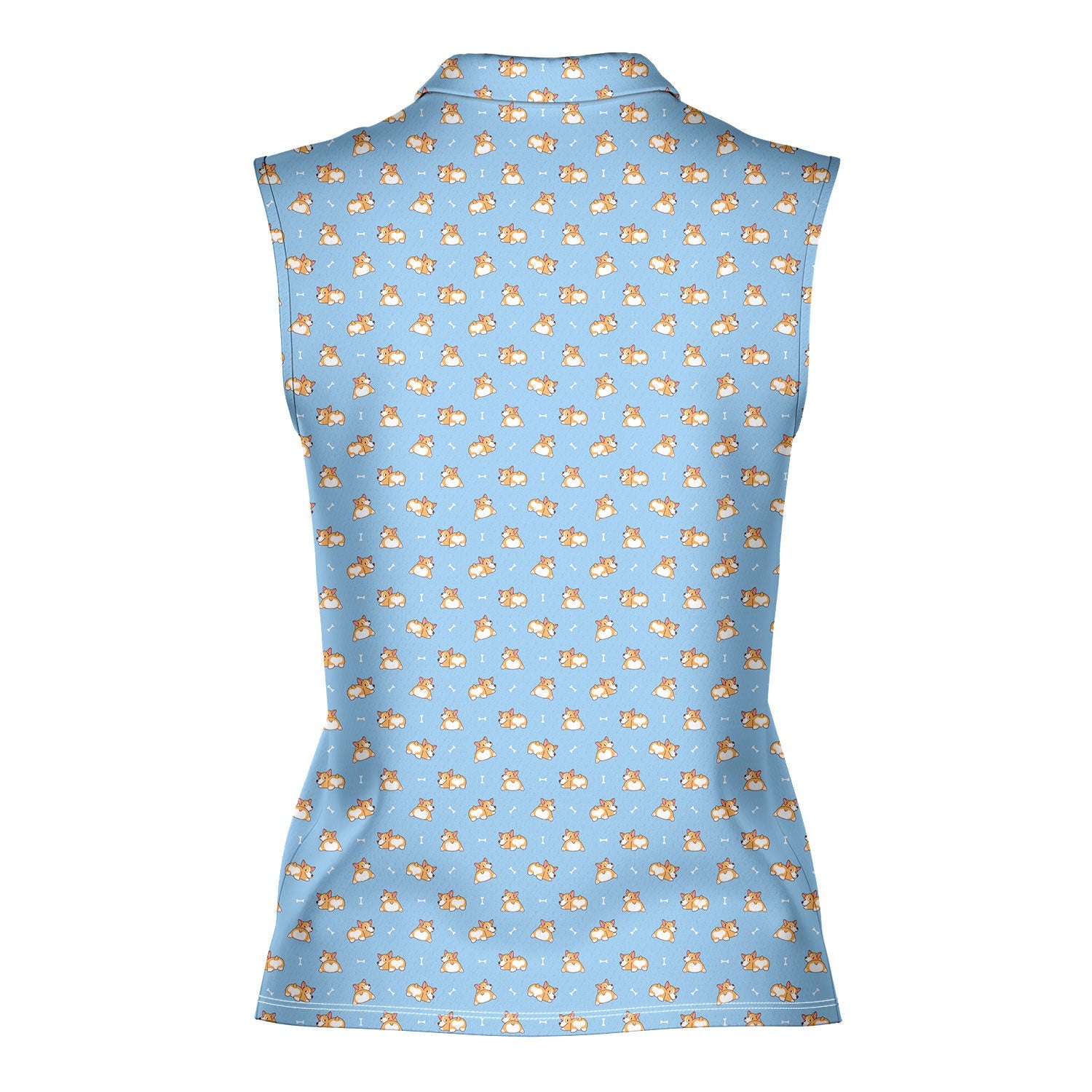 Doggy Style-Women Sleeveless Polo Shirt-Gerbera Prints