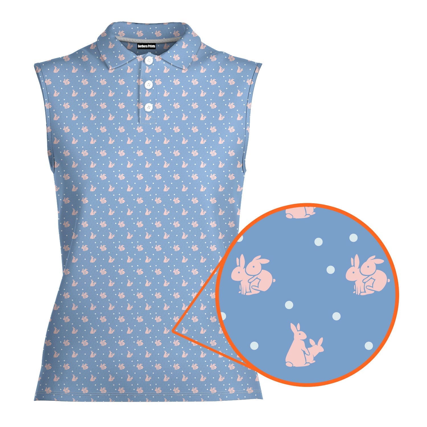 Lovers Rabbits-Women Sleeveless Polo Shirt-Gerbera Prints