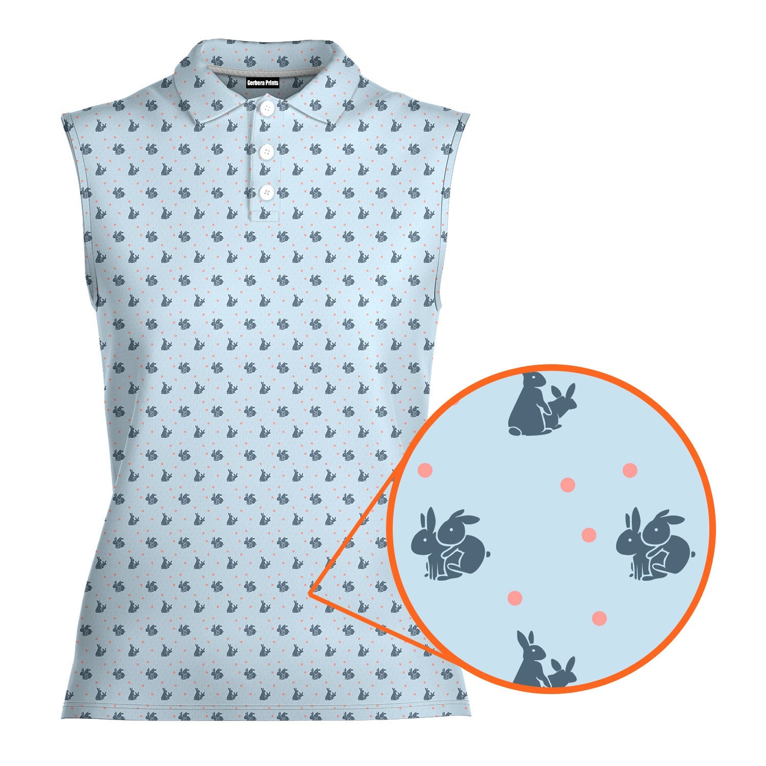 Lovers Rabbits-Women Sleeveless Polo Shirt-Gerbera Prints
