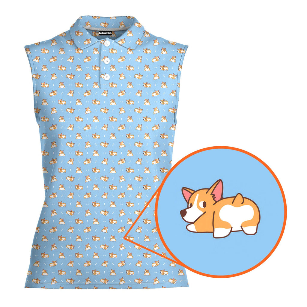 Doggy Style-Women Sleeveless Polo Shirt-Gerbera Prints