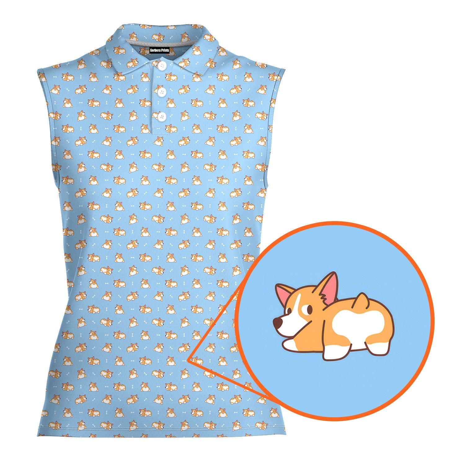 Doggy Style-Women Sleeveless Polo Shirt-Gerbera Prints