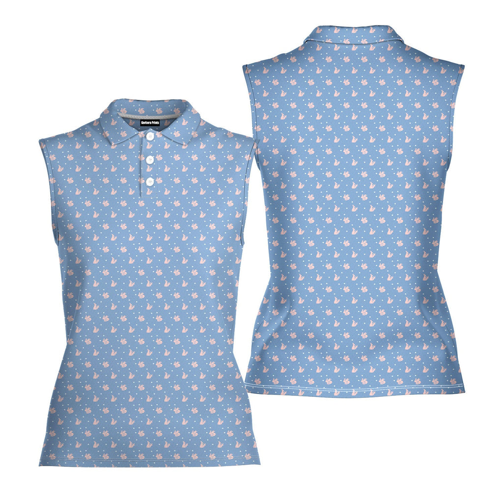 Lovers Rabbits-Women Sleeveless Polo Shirt-Gerbera Prints