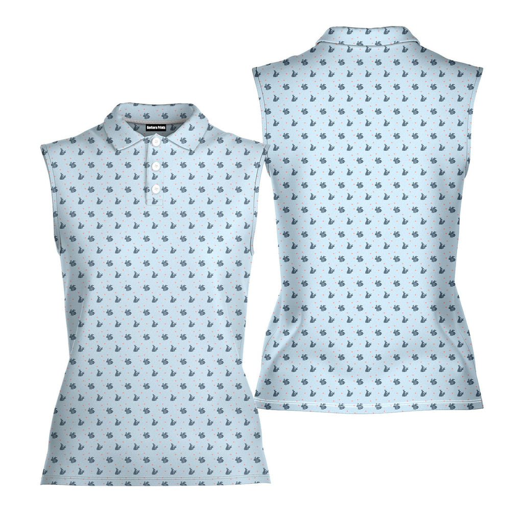 Lovers Rabbits-Women Sleeveless Polo Shirt-Gerbera Prints