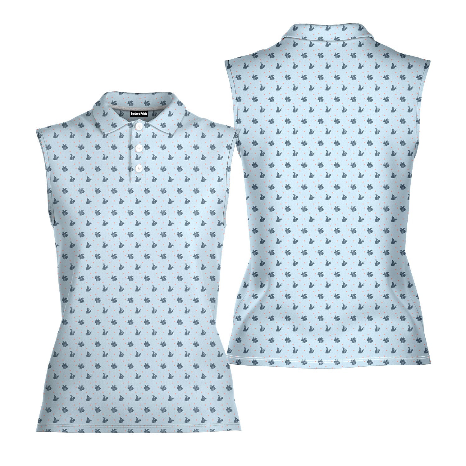 Lovers Rabbits-Women Sleeveless Polo Shirt-Gerbera Prints