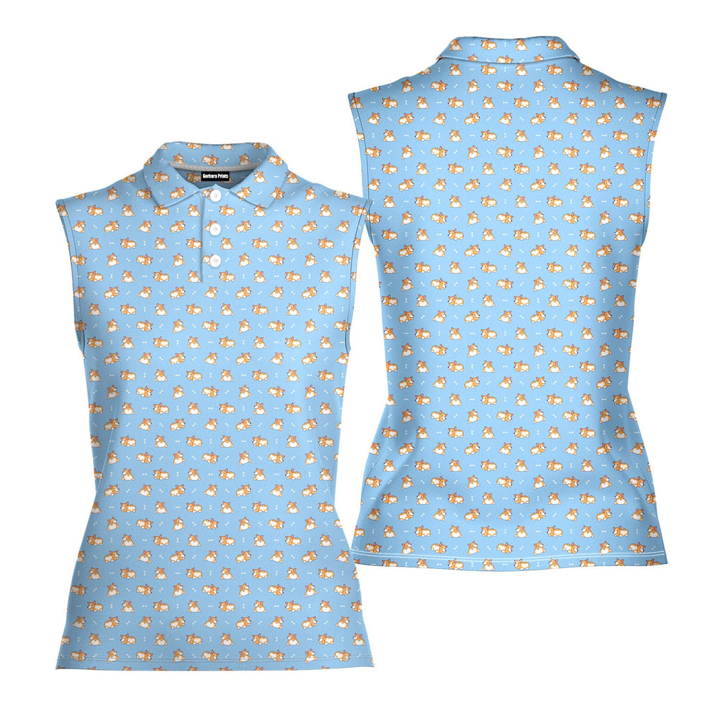 Doggy Style-Women Sleeveless Polo Shirt-Gerbera Prints
