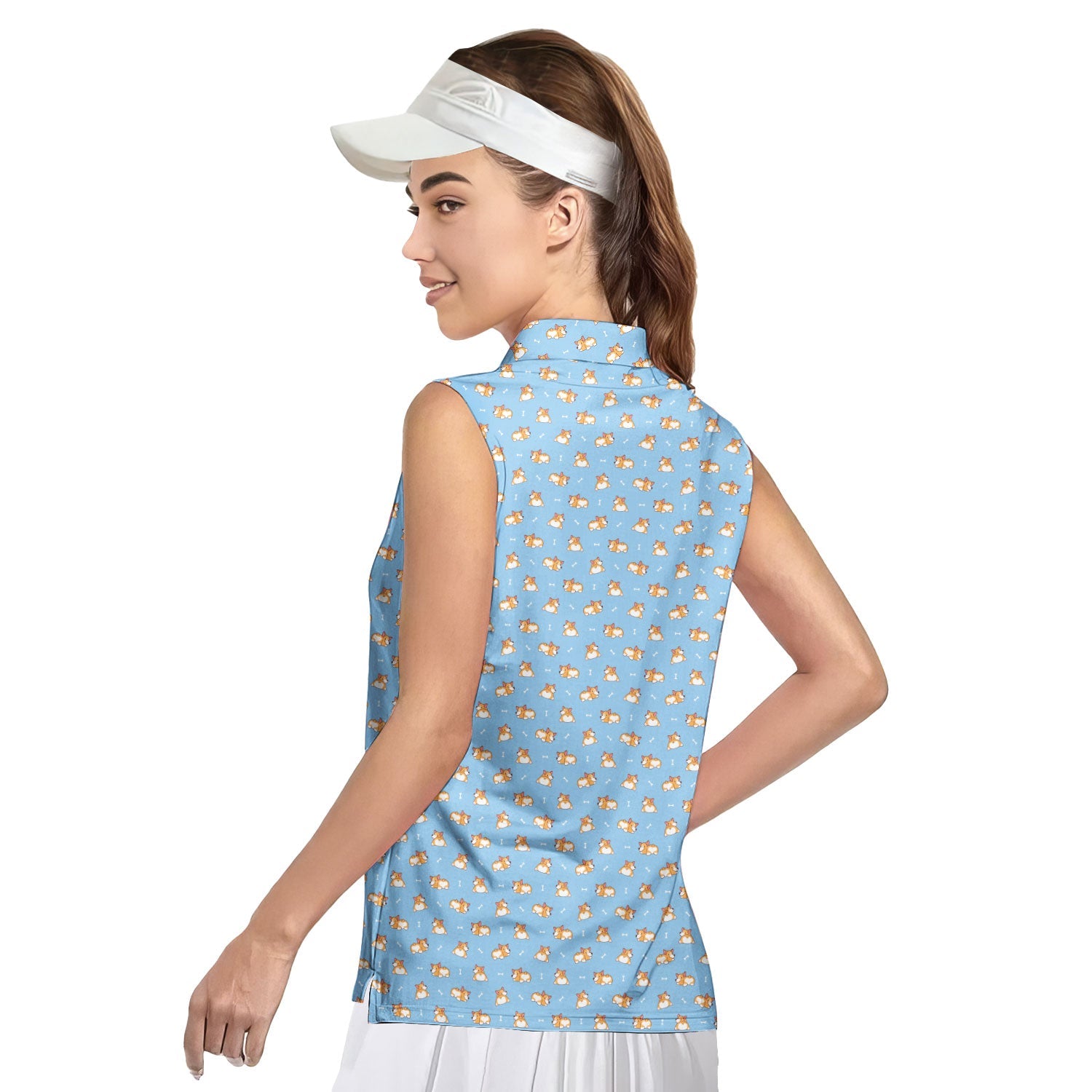 Doggy Style-Women Sleeveless Polo Shirt-Gerbera Prints