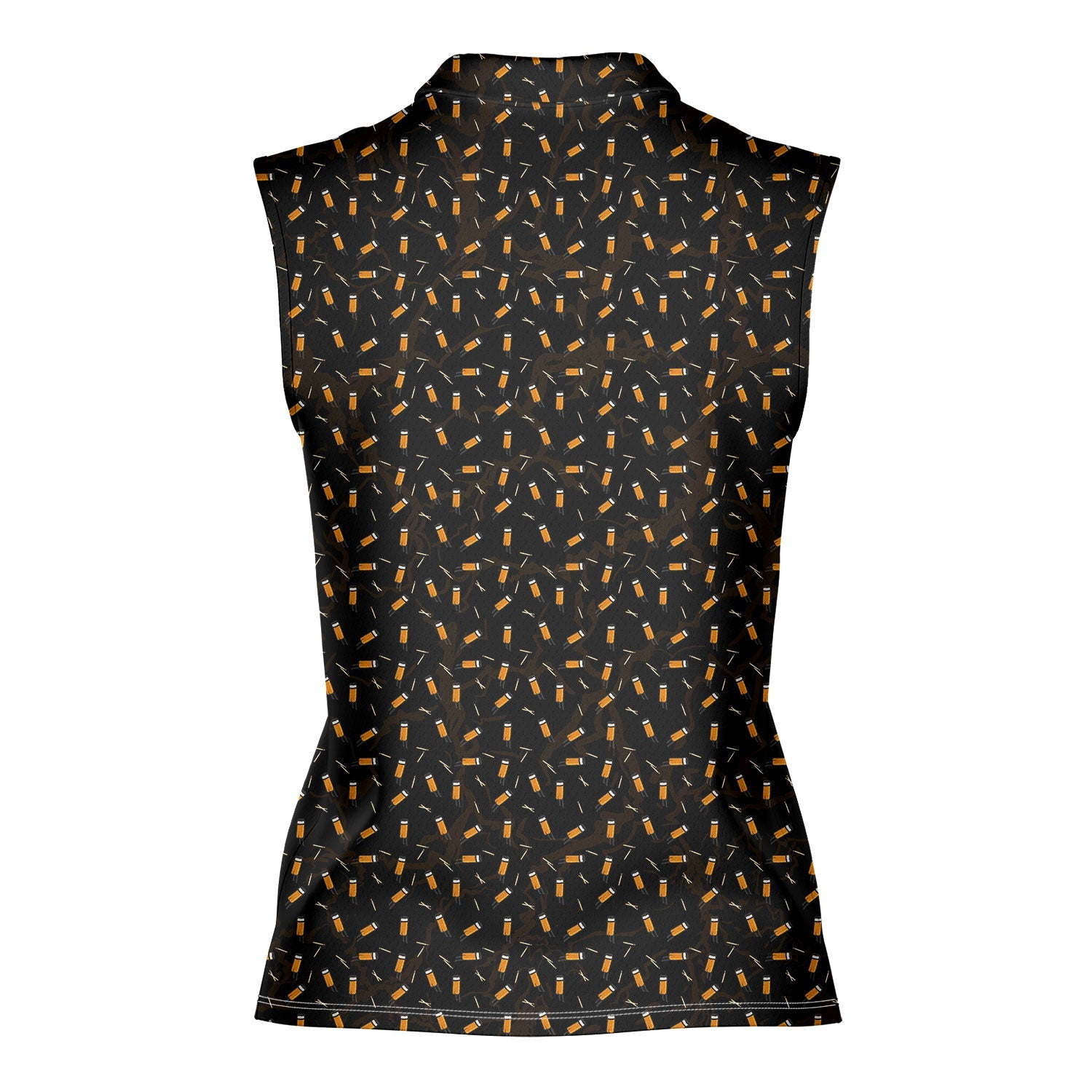 Cigarette Butts-Women Sleeveless Polo Shirt-Gerbera Prints