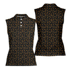 Cigarette Butts-Women Sleeveless Polo Shirt-Gerbera Prints