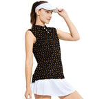 Cigarette Butts-Women Sleeveless Polo Shirt-Gerbera Prints