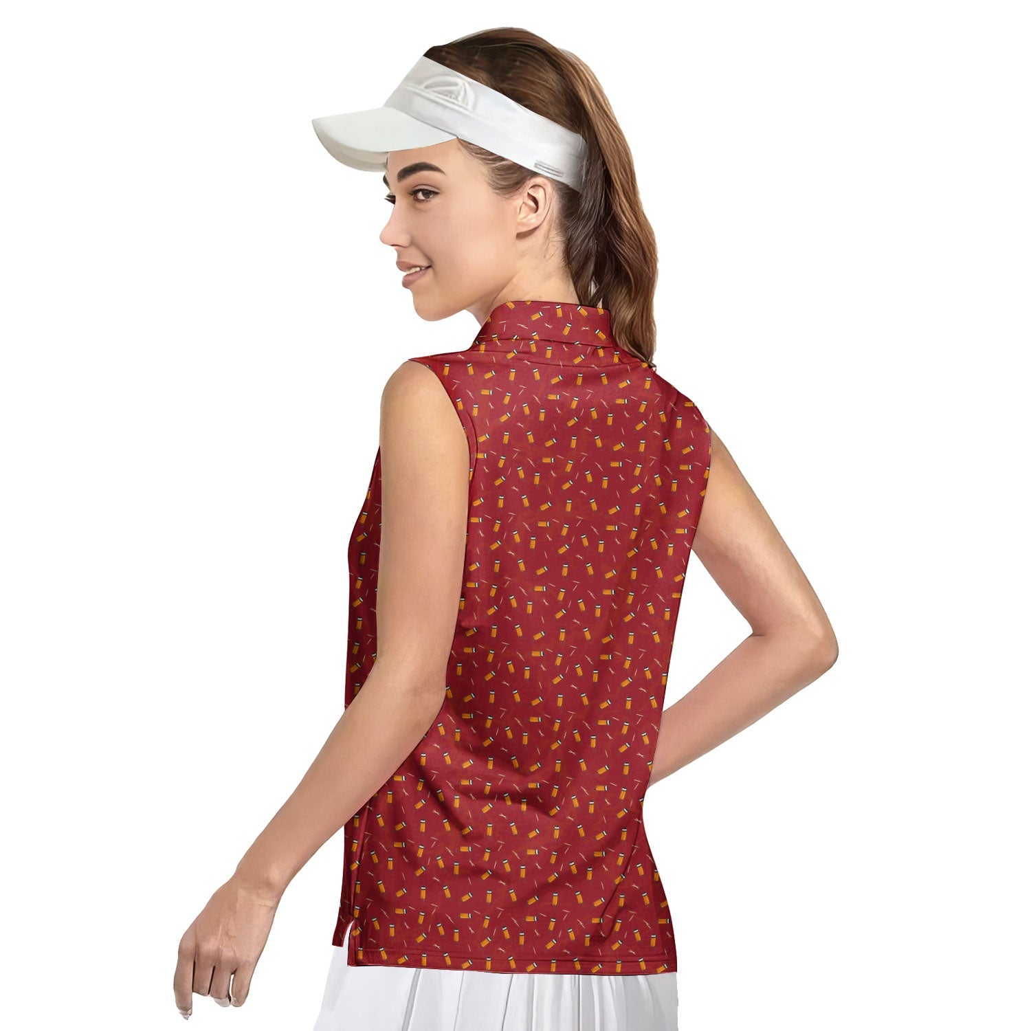 Cigarette Butts-Women Sleeveless Polo Shirt-Gerbera Prints
