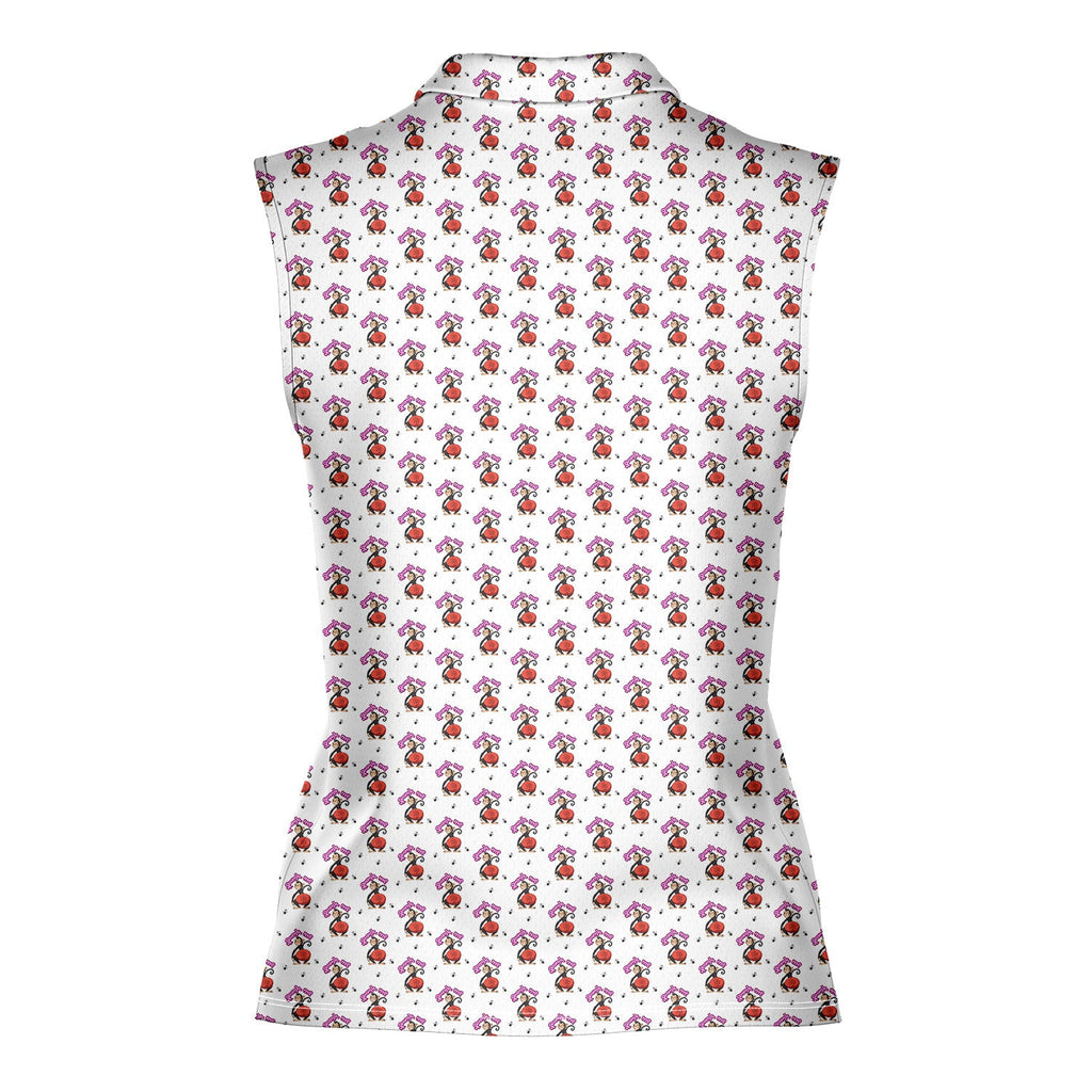 Spank The Monkey-Women Sleeveless Polo Shirt-Gerbera Prints