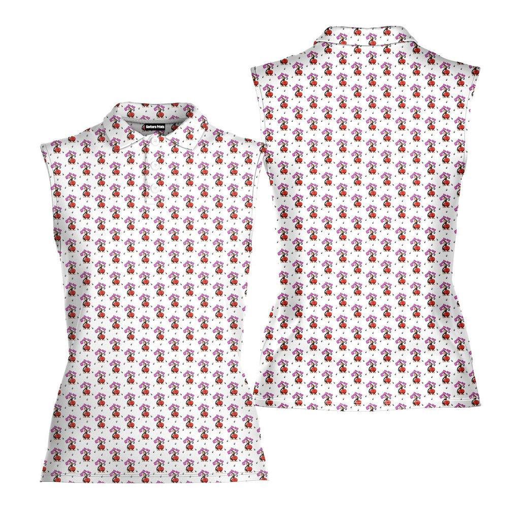 Spank The Monkey-Women Sleeveless Polo Shirt-Gerbera Prints