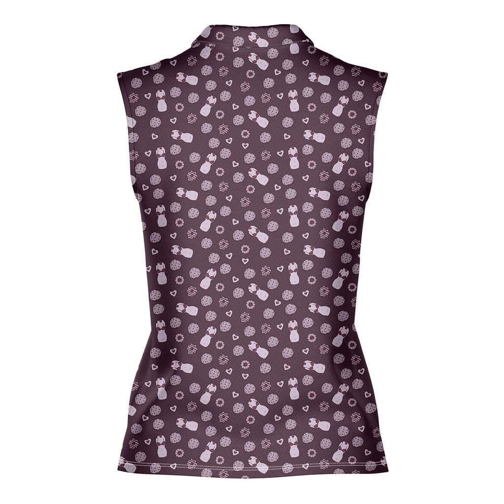 Milk & Cookies-Women Sleeveless Polo Shirt-Gerbera Prints