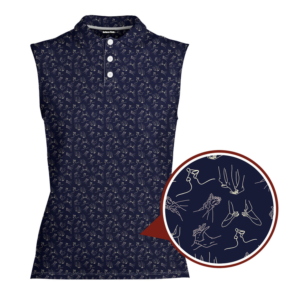 Thirsty-Women Sleeveless Polo Shirt-Gerbera Prints