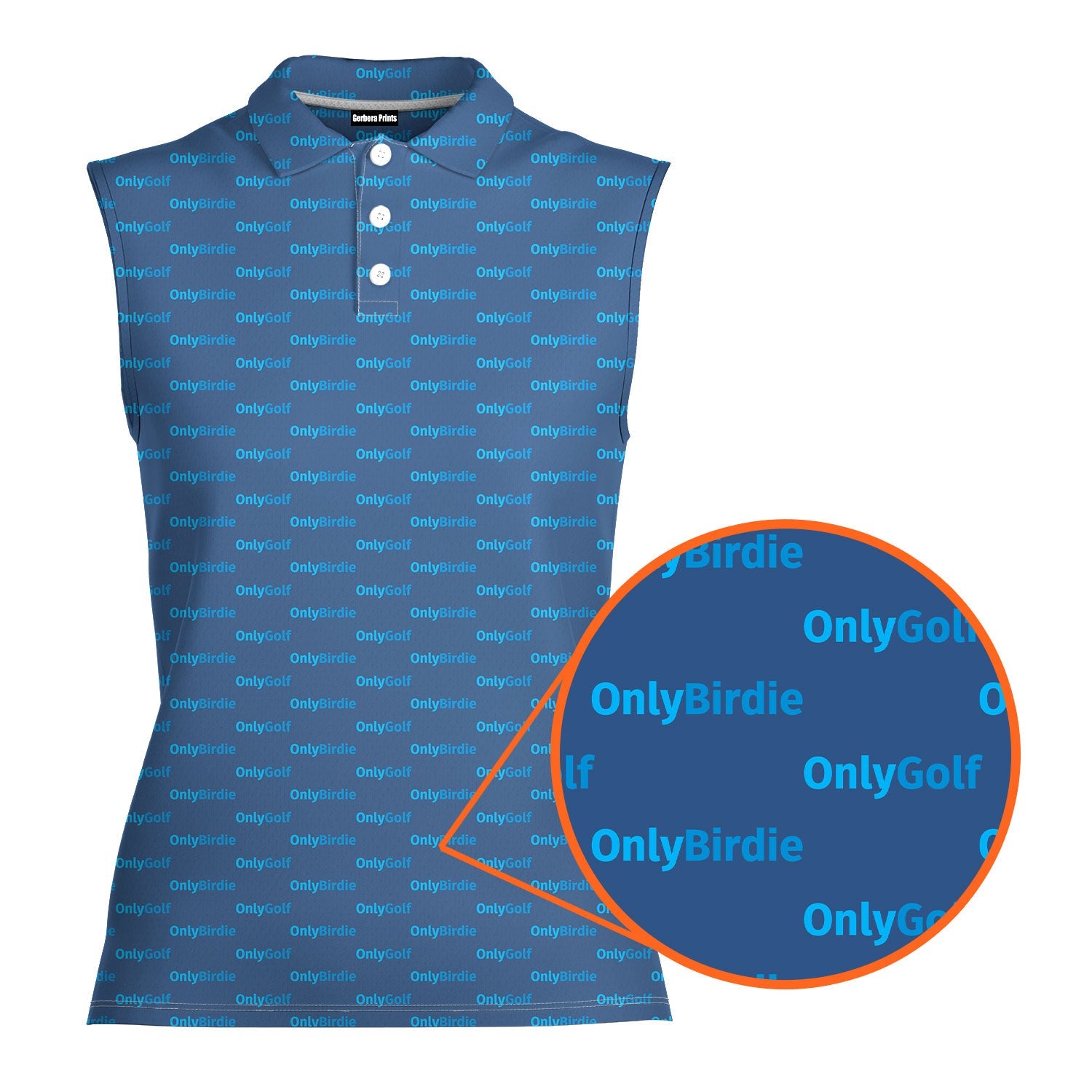 OnlyGolf-Women Sleeveless Polo Shirt-Gerbera Prints