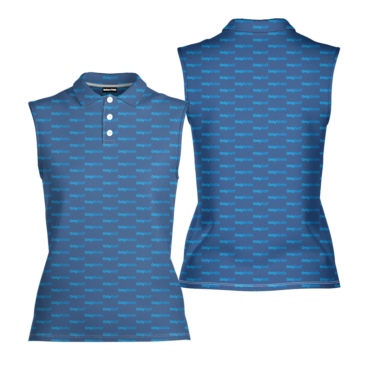 OnlyGolf-Women Sleeveless Polo Shirt-Gerbera Prints