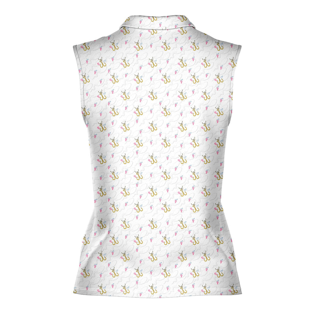 Hook Up-Women Sleeveless Polo Shirt-Gerbera Prints