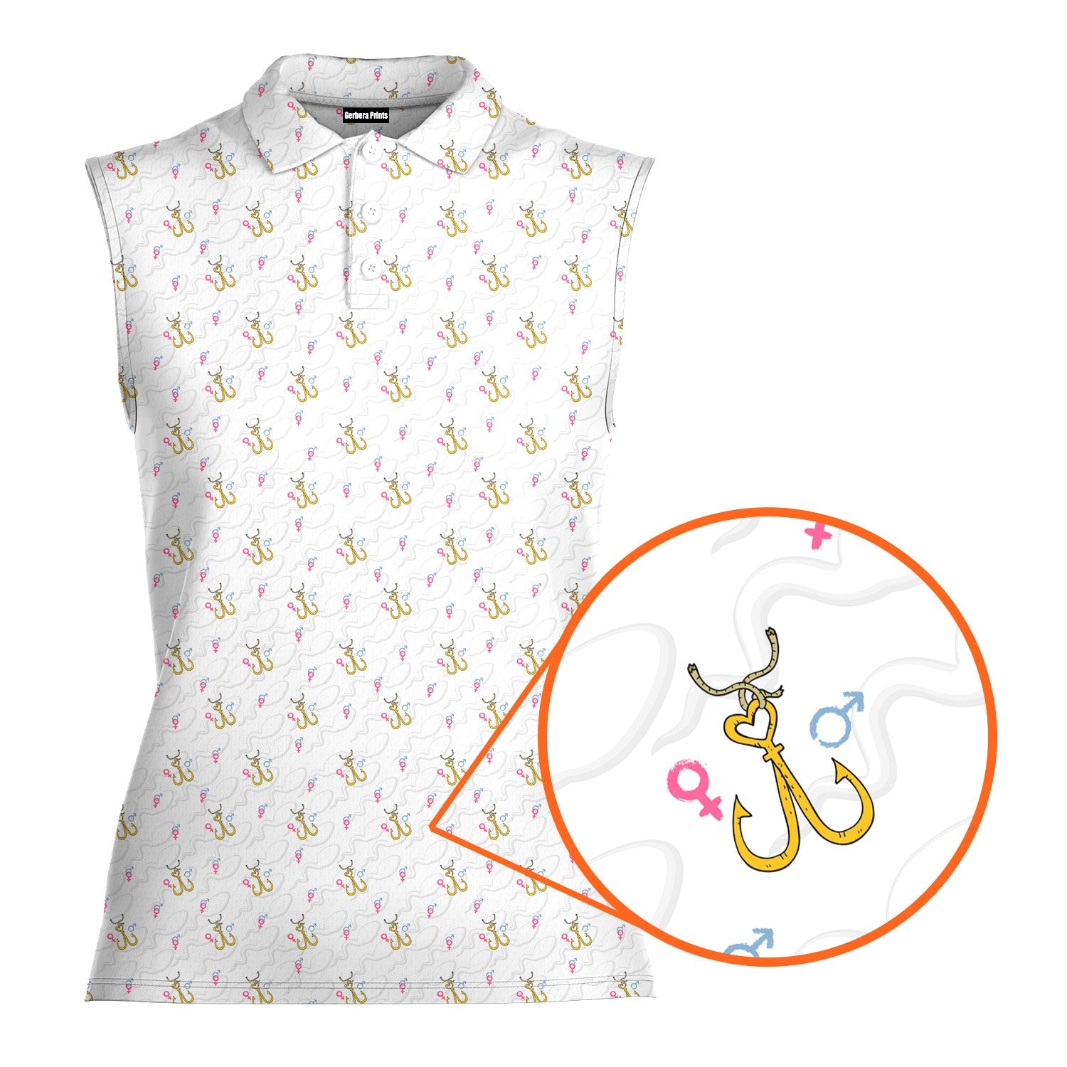 Hook Up-Women Sleeveless Polo Shirt-Gerbera Prints