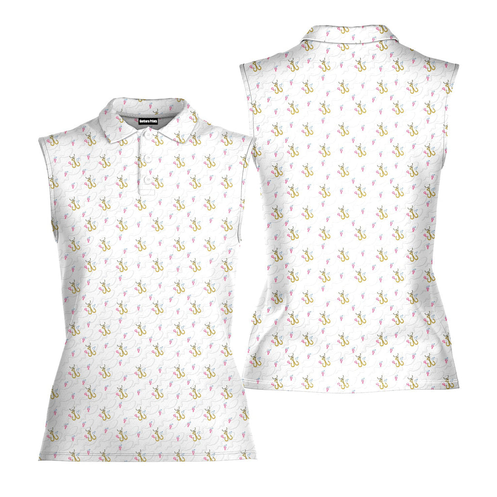 Hook Up-Women Sleeveless Polo Shirt-Gerbera Prints