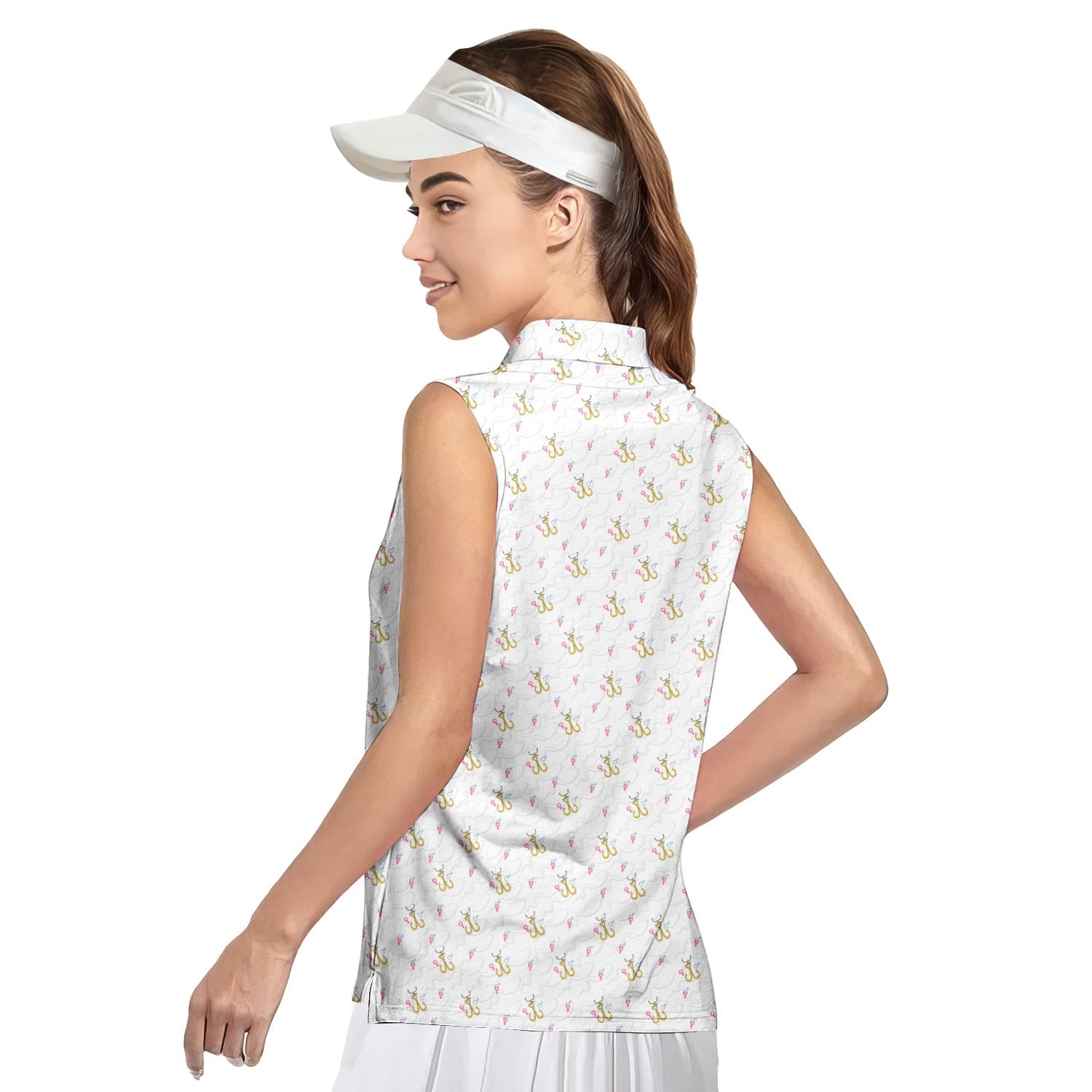 Hook Up-Women Sleeveless Polo Shirt-Gerbera Prints