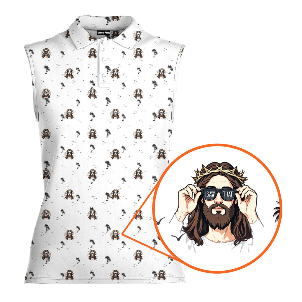 I Saw That-Women Sleeveless Polo Shirt-Gerbera Prints