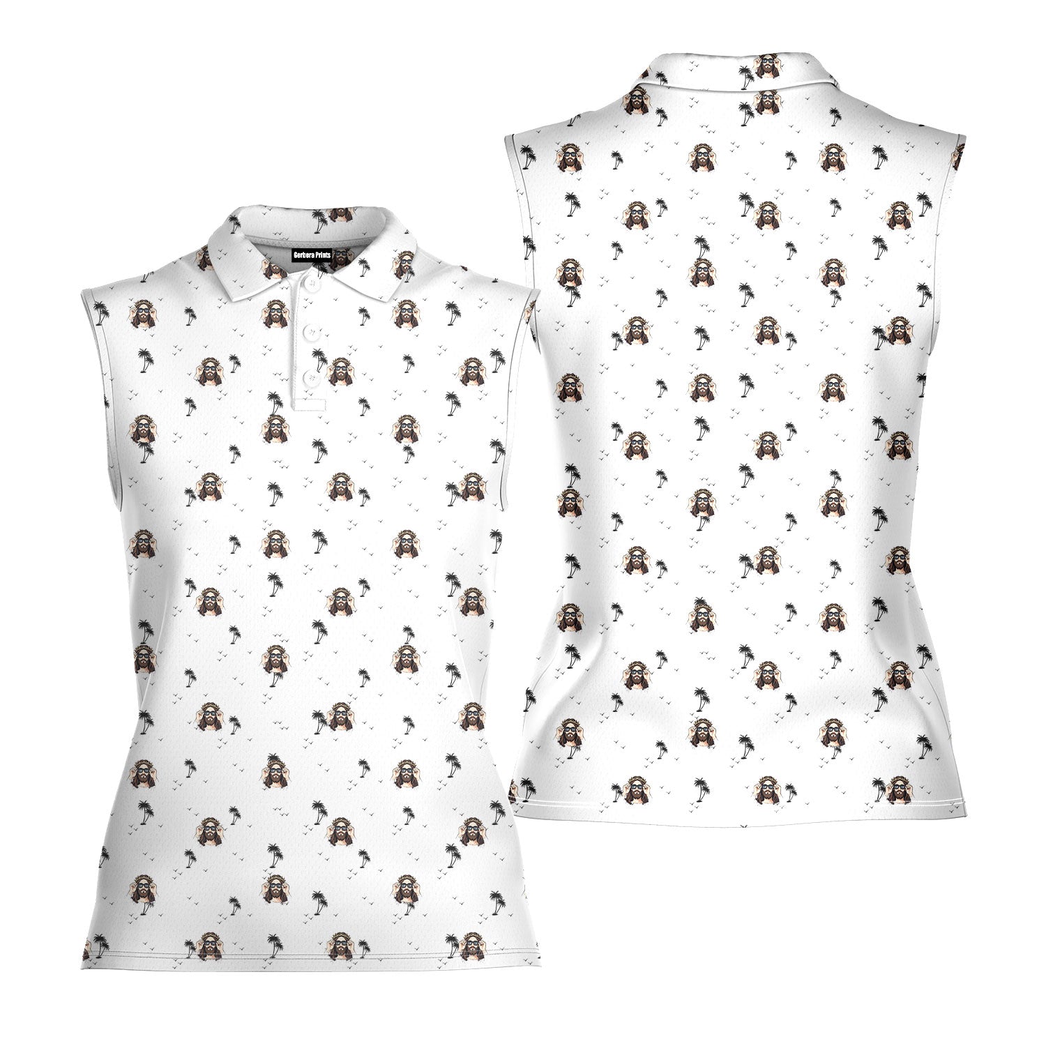 I Saw That-Women Sleeveless Polo Shirt-Gerbera Prints