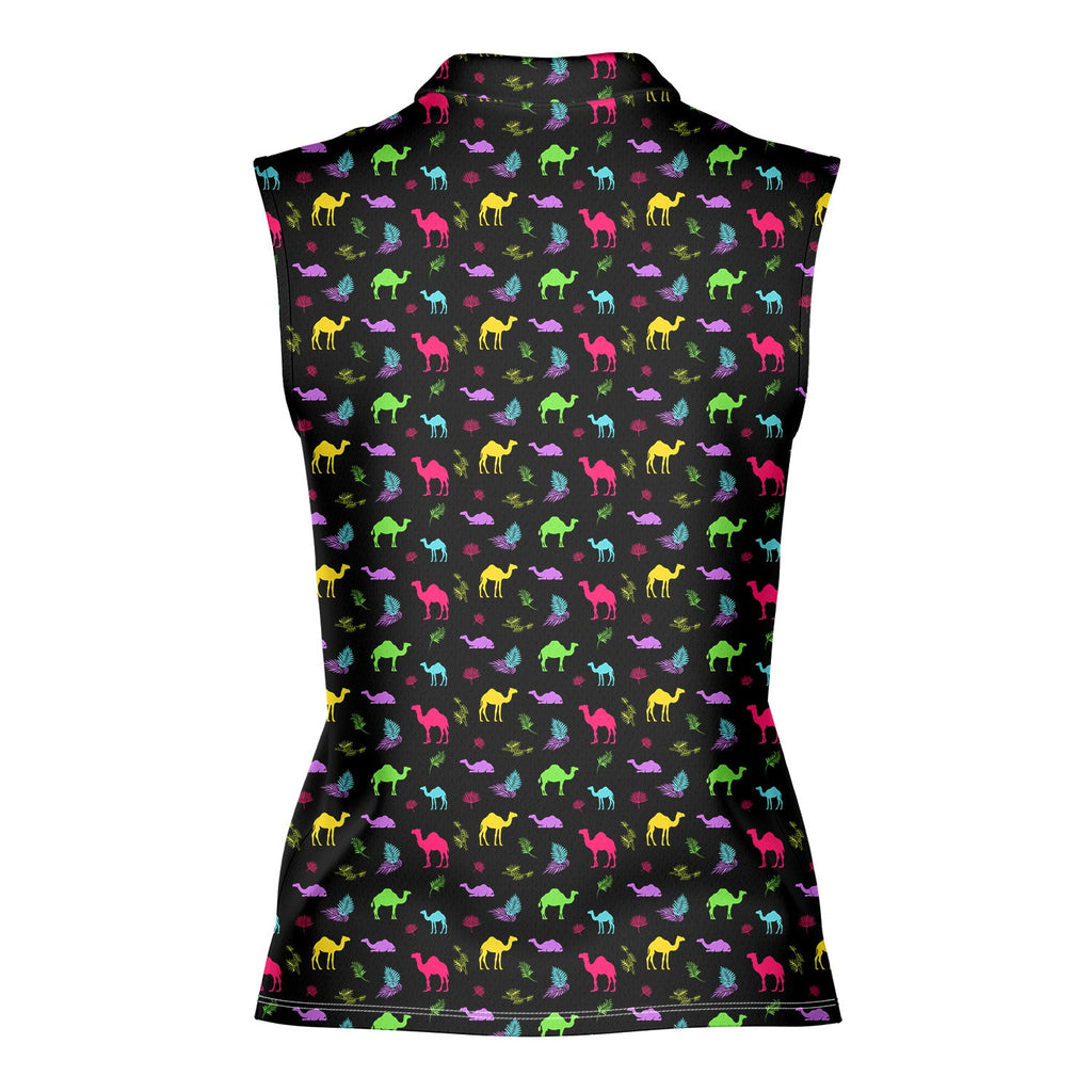 Hump Day-Women Sleeveless Polo Shirt-Gerbera Prints