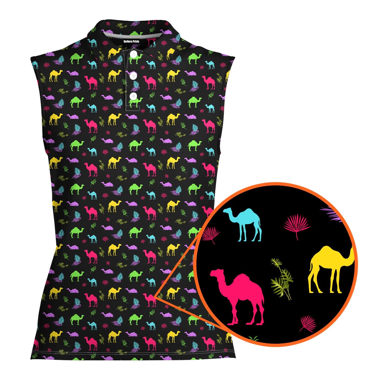 Hump Day-Women Sleeveless Polo Shirt-Gerbera Prints