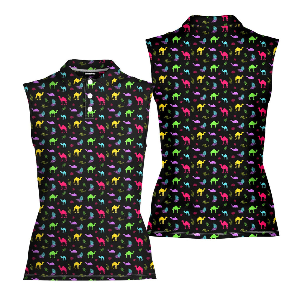 Hump Day-Women Sleeveless Polo Shirt-Gerbera Prints