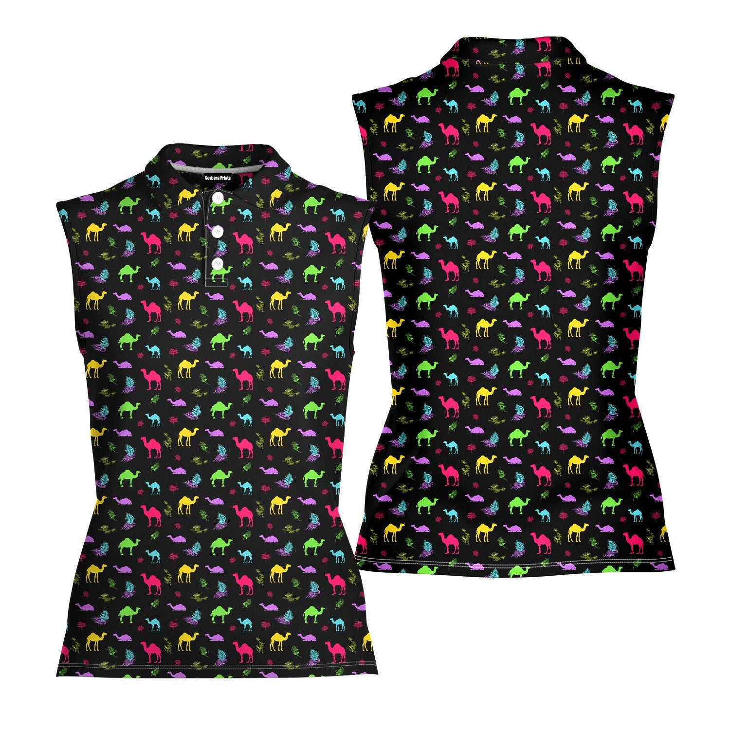 Hump Day-Women Sleeveless Polo Shirt-Gerbera Prints