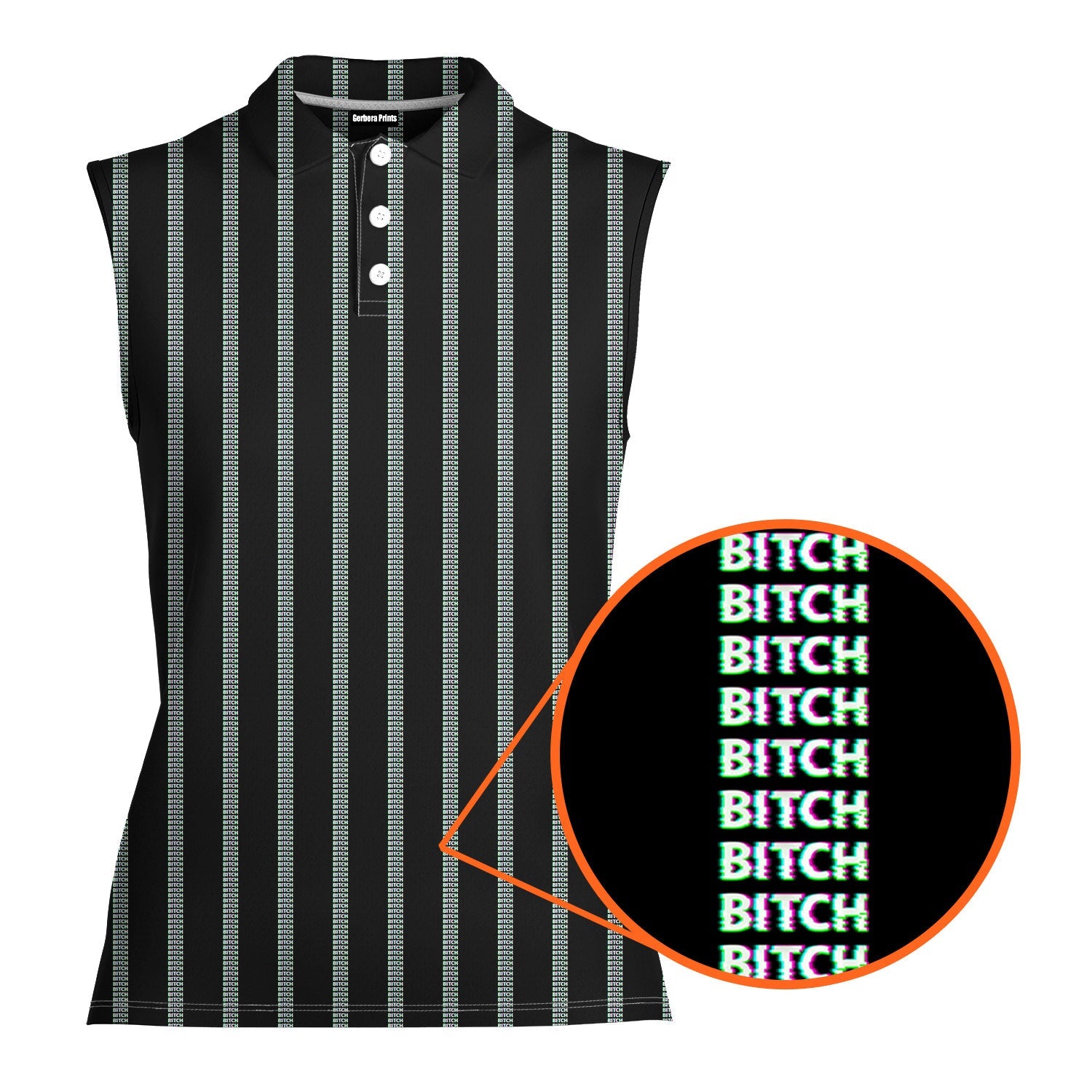 B*tch-Women Sleeveless Polo Shirt-Gerbera Prints