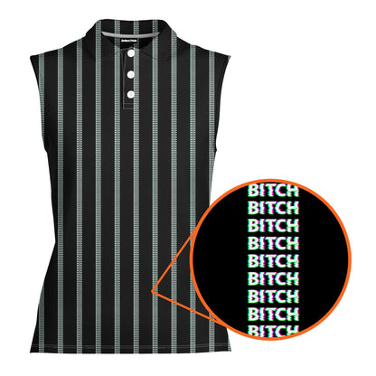 B*tch - Ladies Sleeveless Golf Polo Shirt 