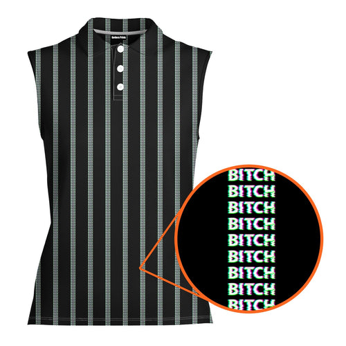 B*tch - Ladies Sleeveless Golf Polo Shirt 