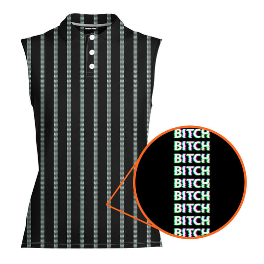 B*tch - Ladies Sleeveless Golf Polo Shirt 