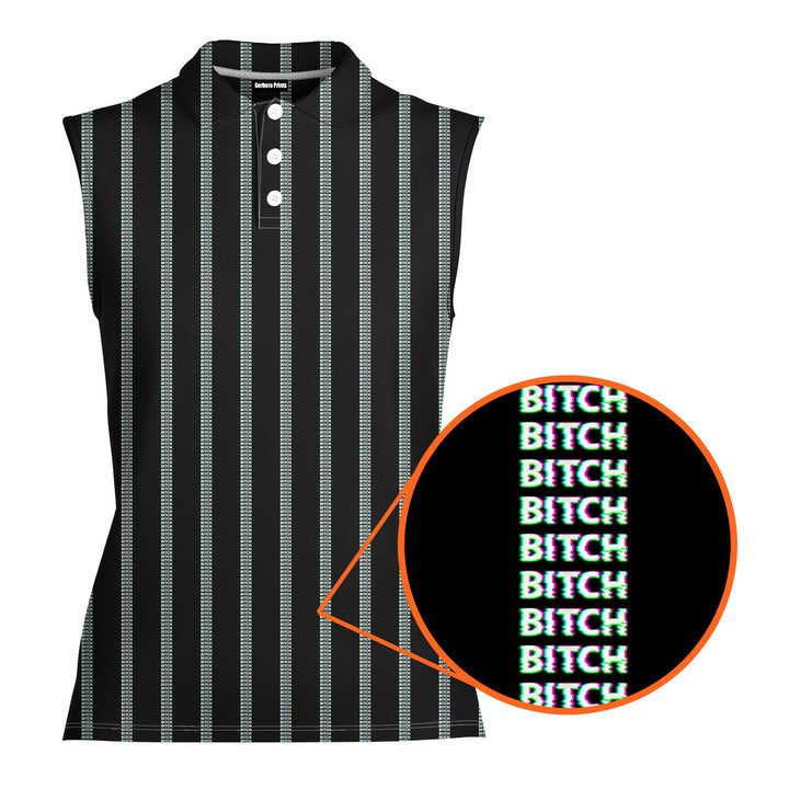 B*tch - Ladies Sleeveless Golf Polo Shirt 