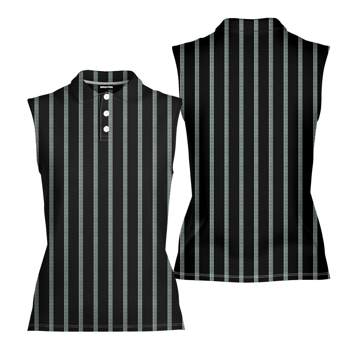 B*tch-Women Sleeveless Polo Shirt-Gerbera Prints