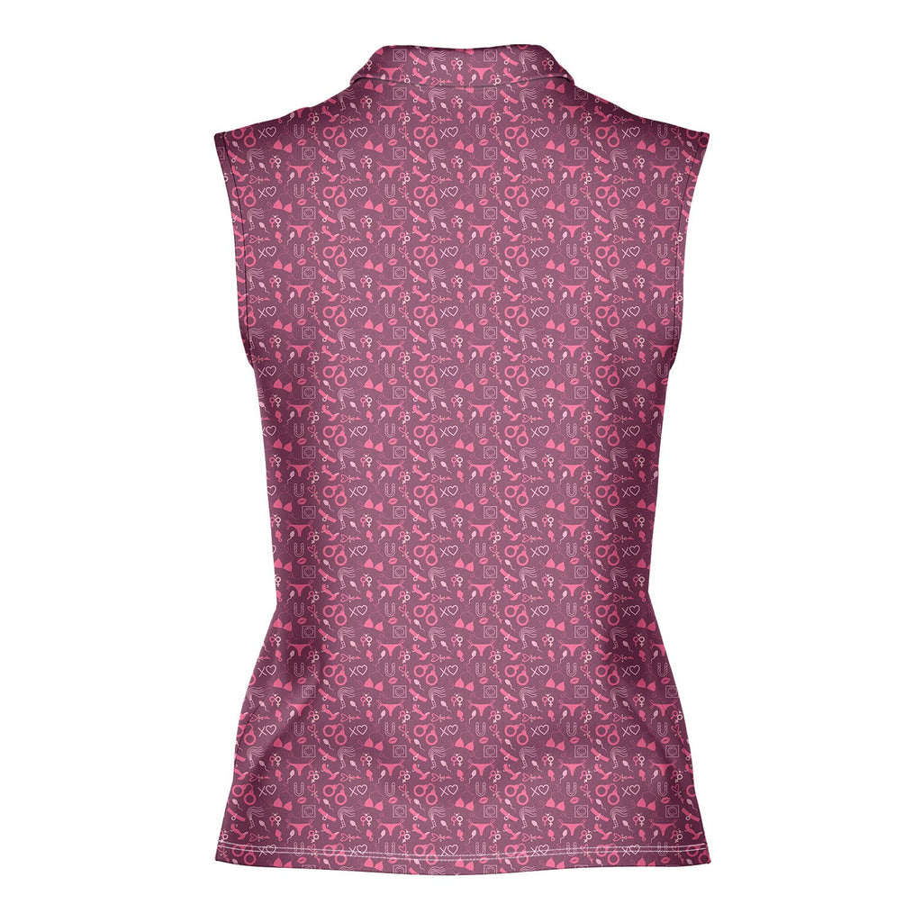 Pleasure Chest-Women Sleeveless Polo Shirt-Gerbera Prints