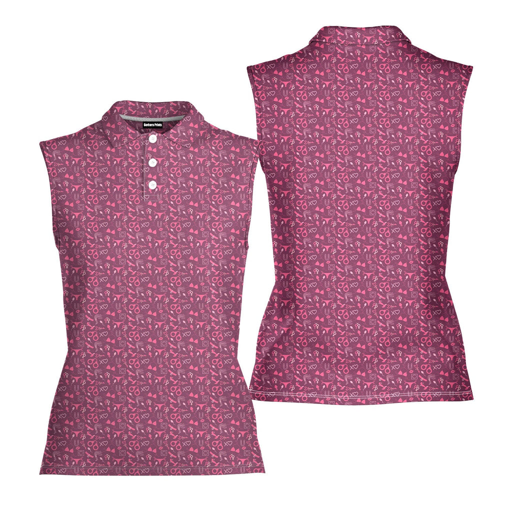 Pleasure Chest-Women Sleeveless Polo Shirt-Gerbera Prints