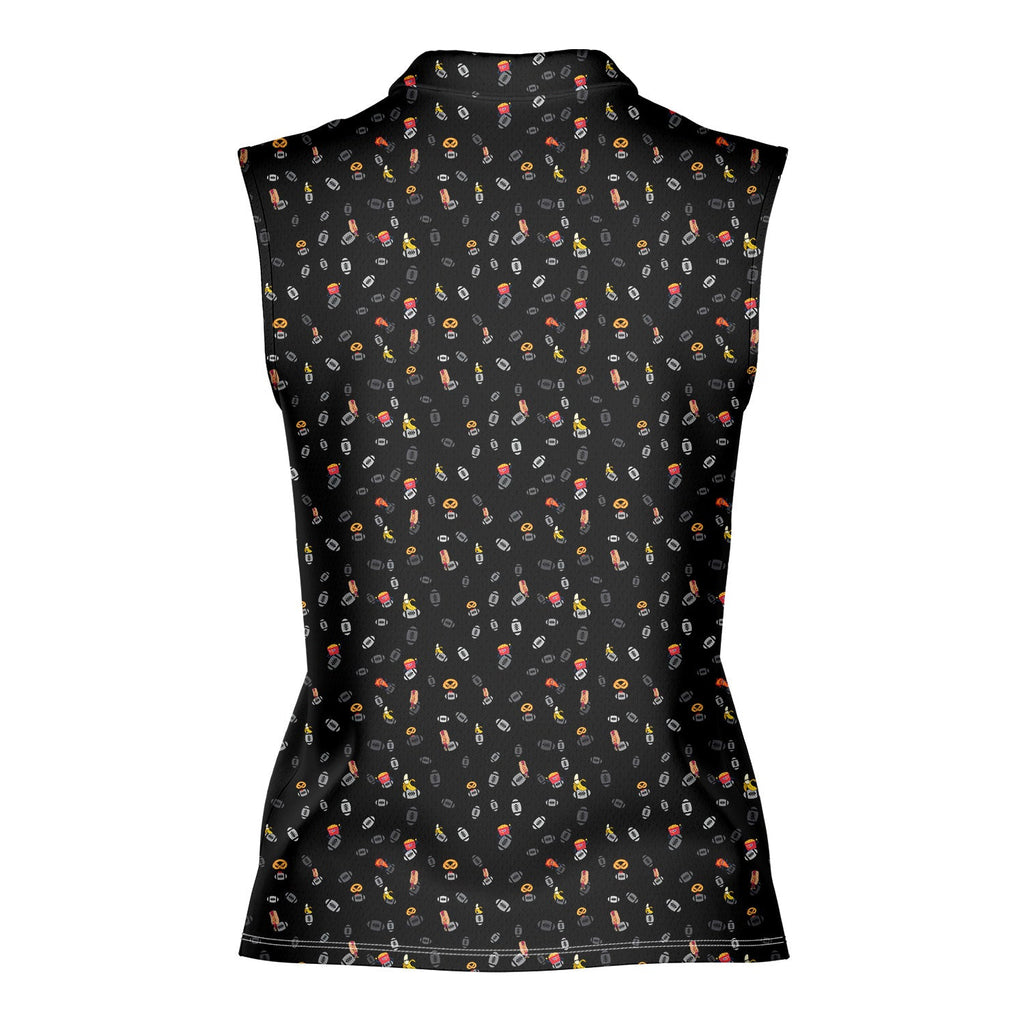 I’m Just Here For The Snacks-Women Sleeveless Polo Shirt-Gerbera Prints