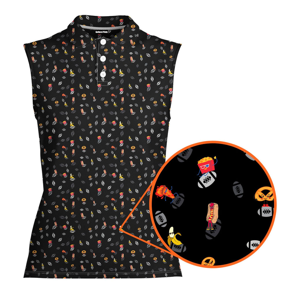 I’m Just Here For The Snacks-Women Sleeveless Polo Shirt-Gerbera Prints