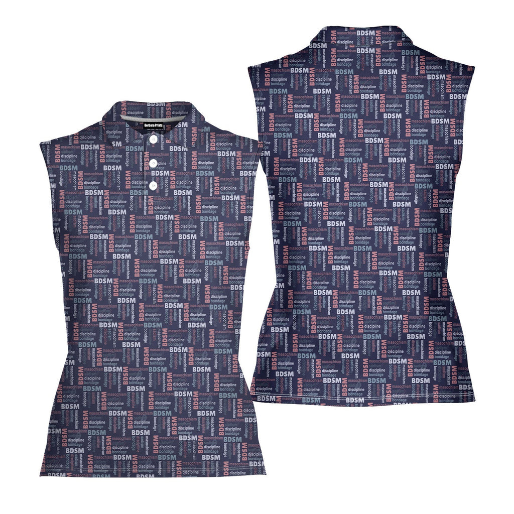 Experimental-Women Sleeveless Polo Shirt-Gerbera Prints